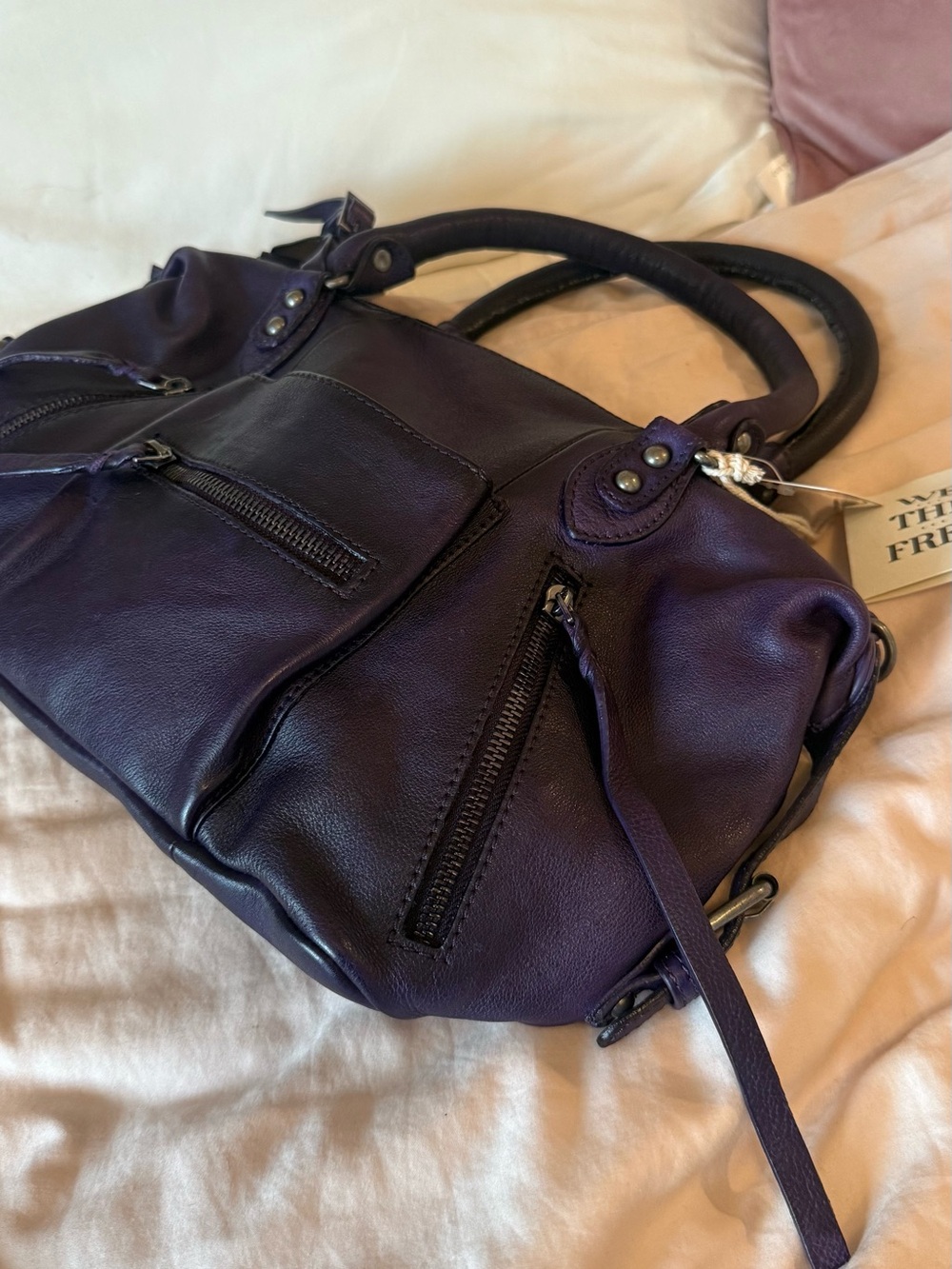 MIDNIGHT ORCHID PURPLE FREE PEOPLE BABY EMERSON BAG NWT - Picture 6 of 11